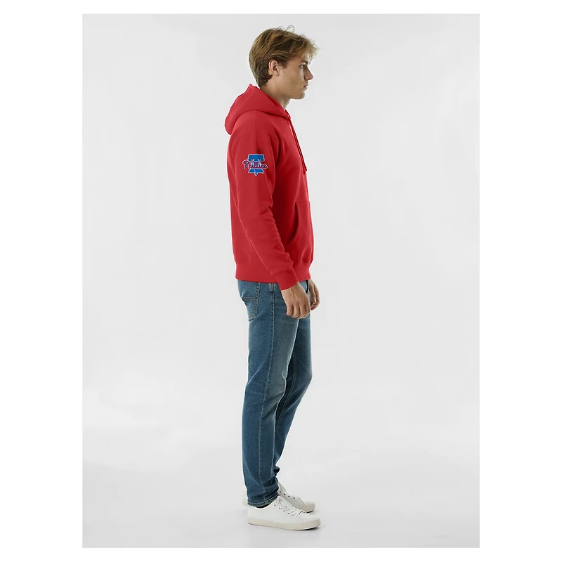 Sweat à capuche Champion rouge Philadelphia Phillies en chenille tissée inversée pour homme