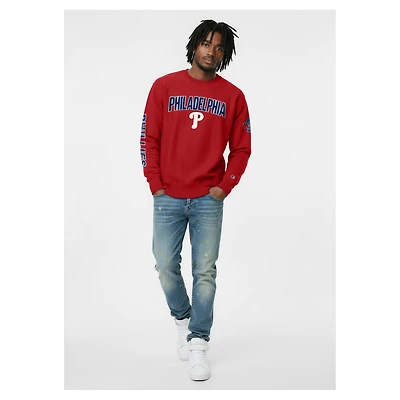 Sweat-shirt Champion rouge Philadelphia Phillies en chenille à tissage inversé pour homme
