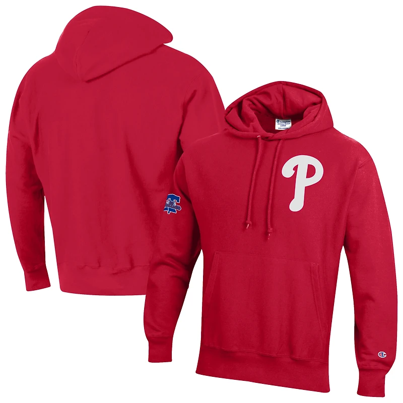 Sweat à capuche Champion Scarlet Philadelphia Phillies en chenille tissée inversée pour homme