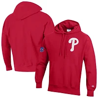 Sweat à capuche Champion Scarlet Philadelphia Phillies en chenille tissée inversée pour homme