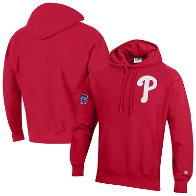 Men's Champion  Scarlet Philadelphia Phillies Reverse Weave Chenille Hoodie