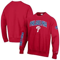 Sweat-shirt Champion Scarlet Philadelphia Phillies en chenille à tissage inversé pour homme