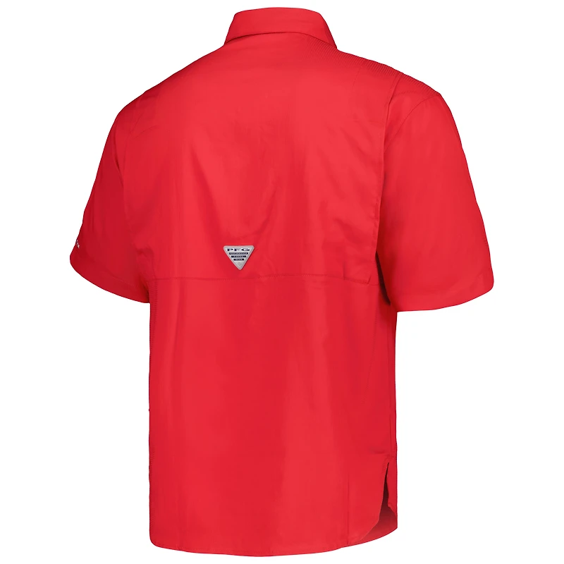 Chemise boutonnée Columbia Red Philadelphia Phillies Tamiami Omni-Shade pour hommes