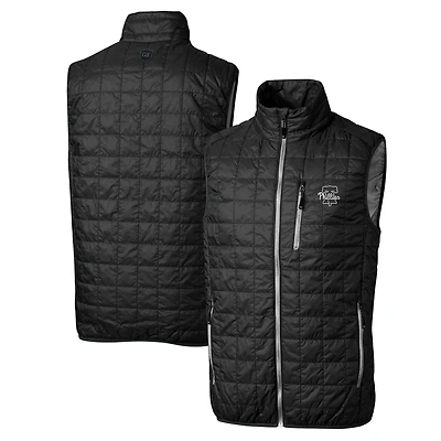 Men's Cutter & Buck Black Philadelphia Phillies Big Tall Rainier Eco Insulated PrimaLoft Full-Zip Puffer Vest