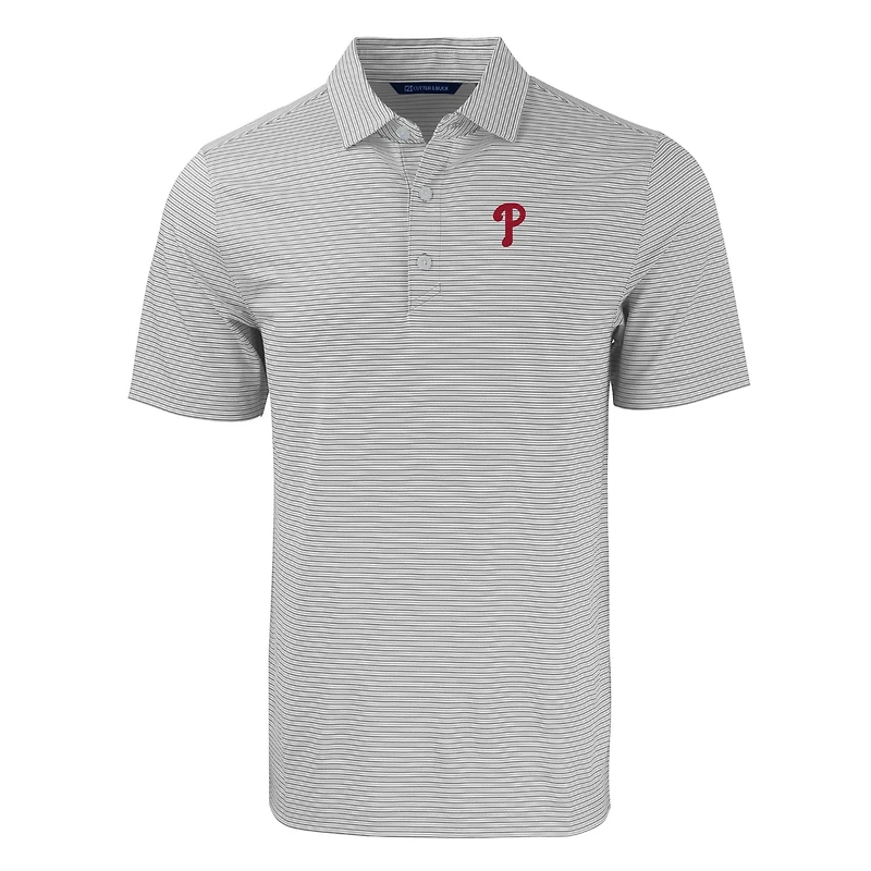 Men's Cutter & Buck Gray/White Philadelphia Phillies Big Tall Forge Eco Double Stripe Stretch Recycled Polo