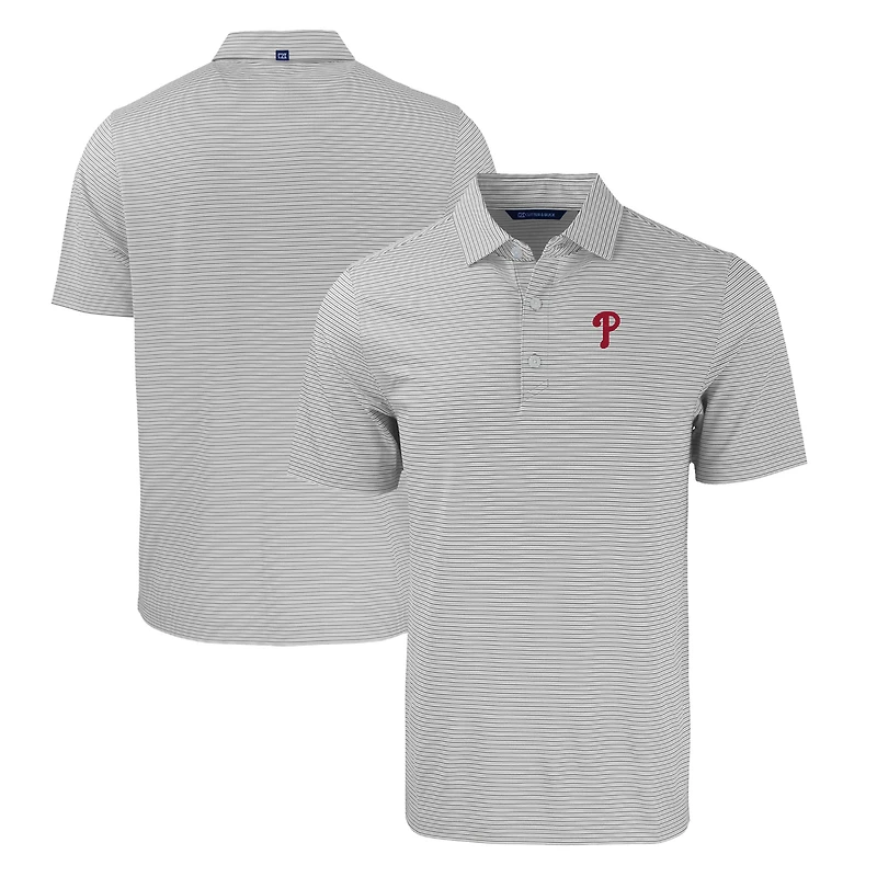 Men's Cutter & Buck Gray/White Philadelphia Phillies Forge Eco Double Stripe Stretch Recycled Polo