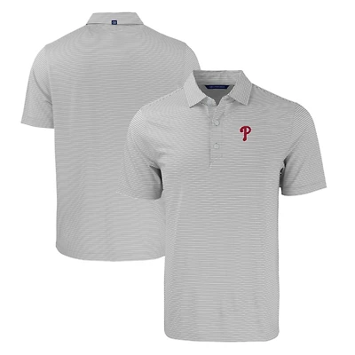 Men's Cutter & Buck Gray/White Philadelphia Phillies Forge Eco Double Stripe Stretch Recycled Polo
