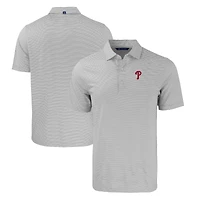 Men's Cutter & Buck Gray/White Philadelphia Phillies Forge Eco Double Stripe Stretch Recycled Polo
