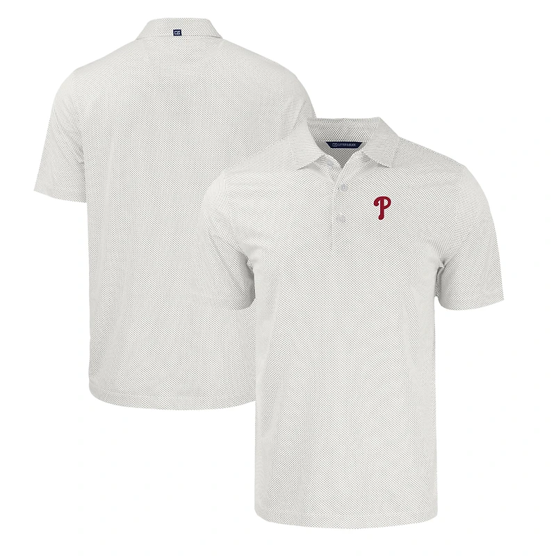 Polo extensible recyclé à imprimé Pike Eco Symmetry gris/blanc pour homme des Philadelphia Phillies Cutter & Buck