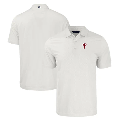 Polo extensible recyclé à imprimé Pike Eco Symmetry gris/blanc pour homme des Philadelphia Phillies Cutter & Buck