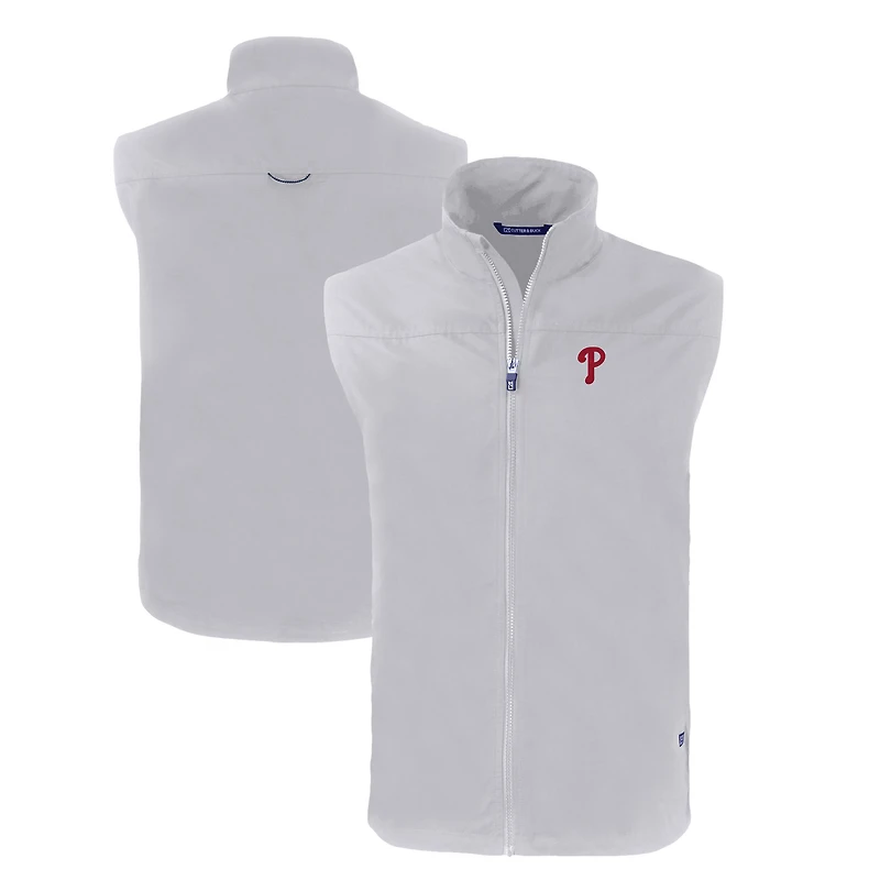 Gilet zippé écologique pour homme, gris, Cutter & Buck, Philadelphia Phillies, taille grande et