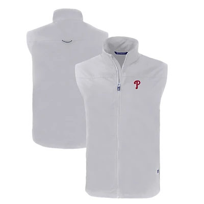 Gilet zippé écologique pour homme, gris, Cutter & Buck, Philadelphia Phillies, taille grande et