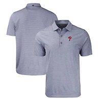 Men's Cutter & Buck Heather Navy Philadelphia Phillies Big Tall Forge Eco Heathered Stripe Stretch Recycled Polo