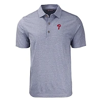 Men's Cutter & Buck Heather Navy Philadelphia Phillies Big Tall Forge Eco Heathered Stripe Stretch Recycled Polo