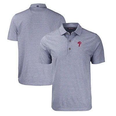 Men's Cutter & Buck Heather Navy Philadelphia Phillies Big Tall Forge Eco Heathered Stripe Stretch Recycled Polo