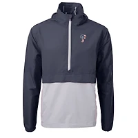 Men's Cutter & Buck  Navy/Gray Philadelphia Phillies Americana Logo Charter Eco Knit Recycled Anorak Half-Zip Jacket