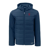 Sweat à capuche zippé hybride en softshell recyclé pour homme, bleu marine, des Philadelphia Phillies, Cutter & Buck
