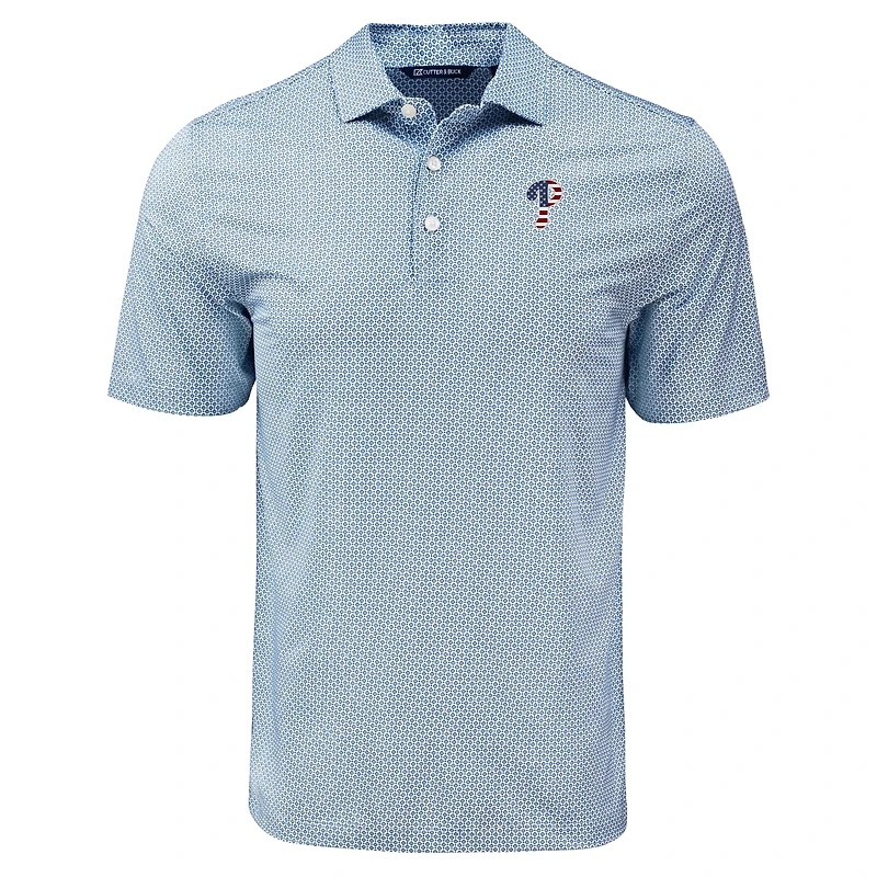 Polo bleu marine à imprimé diamant et pois Pike Eco des Philadelphia Phillies pour homme Cutter & Buck