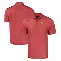 Polo Cutter & Buck rouge Philadelphia Phillies Pike Eco à imprimé géométrique ton sur en tissu recyclé extensible pour homme