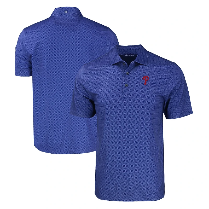 Polo extensible recyclé à imprimé géométrique ton sur Cutter & Buck Royal des Phillies de Philadelphie pour homme