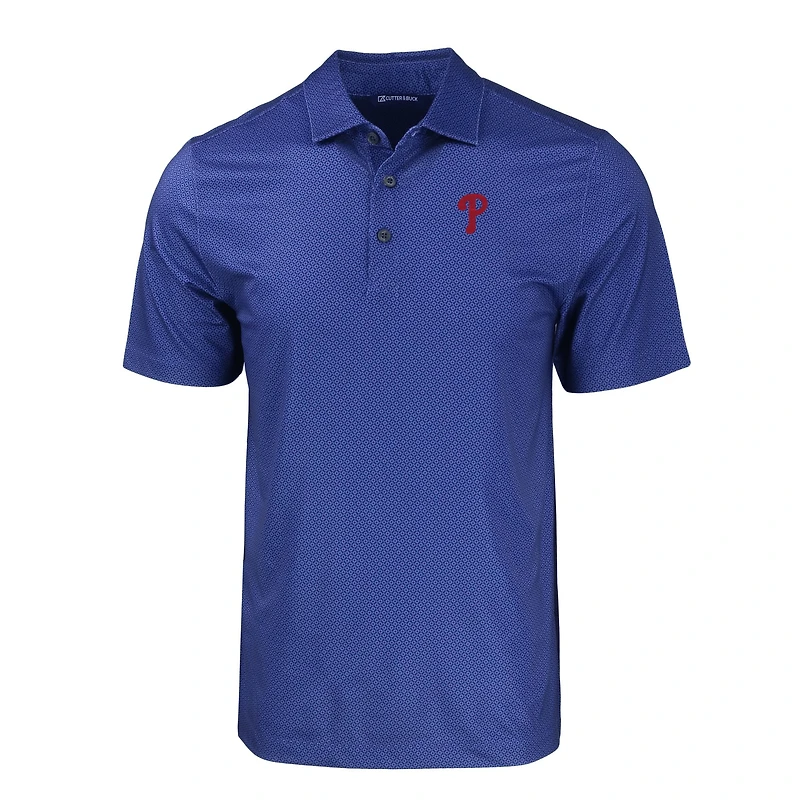 Polo extensible recyclé à imprimé géométrique ton sur Cutter & Buck Royal des Phillies de Philadelphie pour homme