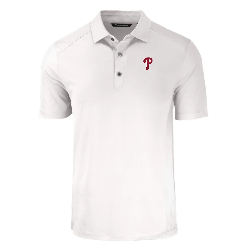 Polo recyclé Forge Eco Stretch blanc pour homme Cutter & Buck des Philadelphia Phillies, grandes tailles