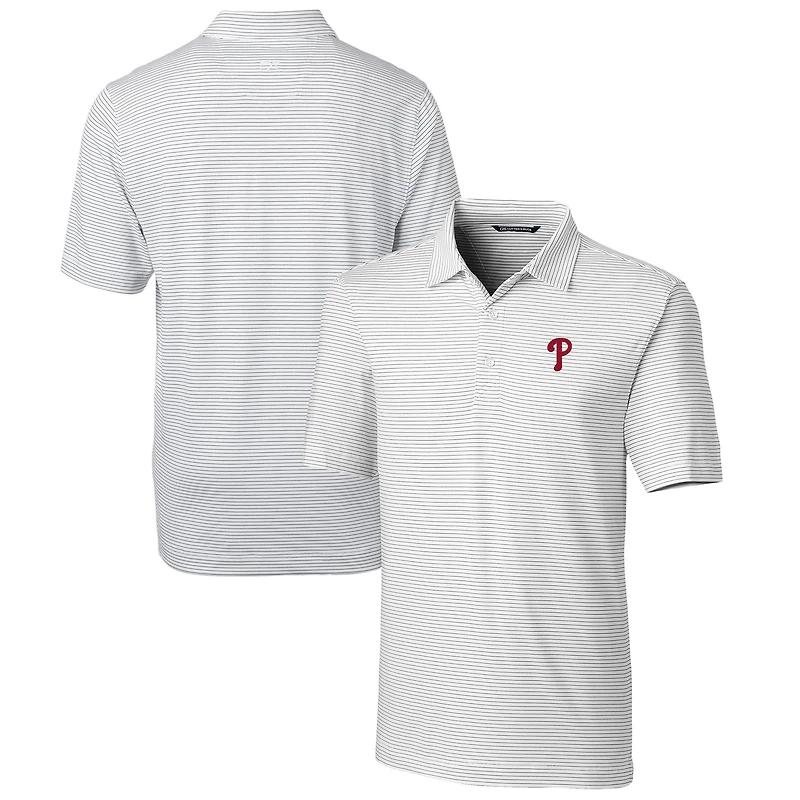 Polo extensible à rayures crayon Forge pour homme, blanc, Cutter & Buck, des Philadelphia Phillies