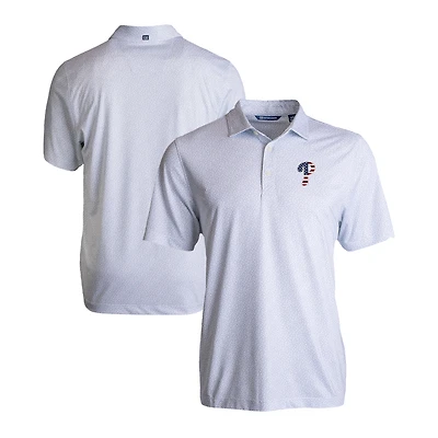 Polo extensible recyclé à imprimé galets écologiques Pike pour homme, blanc, Cutter & Buck, motif étoiles et rayures des Philadelphia Phillies