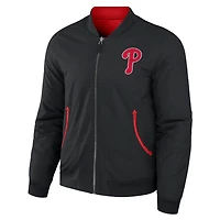 Men's Darius Rucker Collection by Fanatics Black/Red Philadelphia Phillies Reversible Full-Zip Bomber Jacket