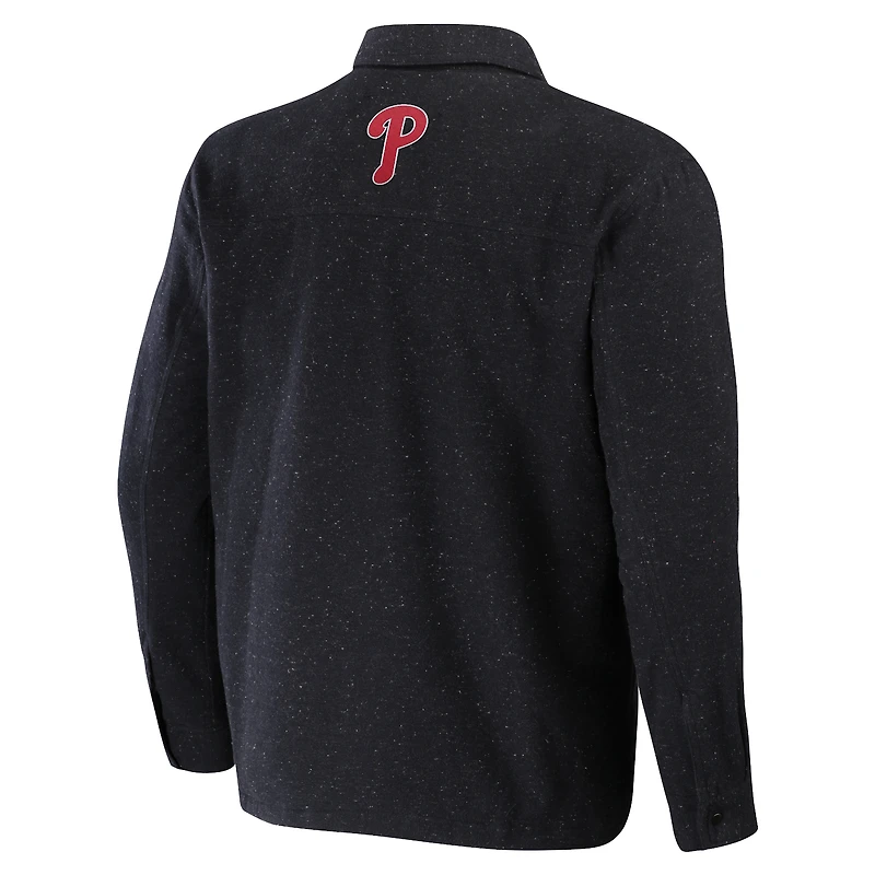 Men's Darius Rucker Collection by Fanatics Black Philadelphia Phillies Ringstop Full-Snap Shacket