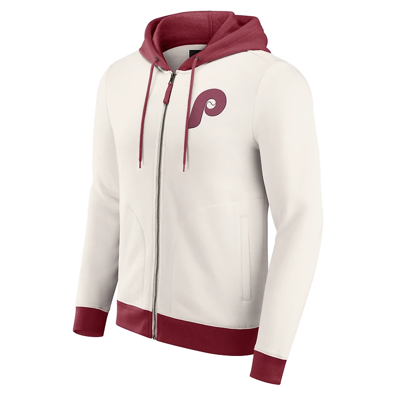 Men's Darius Rucker Collection by Fanatics  Cream Philadelphia Phillies Polar Fleece Full-Zip Hoodie