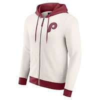 Men's Darius Rucker Collection by Fanatics  Cream Philadelphia Phillies Polar Fleece Full-Zip Hoodie