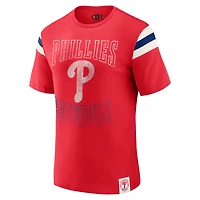 Men's Darius Rucker Collection by Fanatics Red Philadelphia Phillies Distressed Sleeve Stripe T-Shirt
