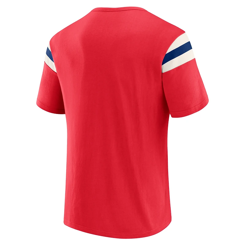Men's Darius Rucker Collection by Fanatics Red Philadelphia Phillies Distressed Sleeve Stripe T-Shirt