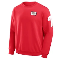 Men's Darius Rucker Collection by Fanatics Red Philadelphia Phillies Washed Crew Neck Pullover Sweatshirt