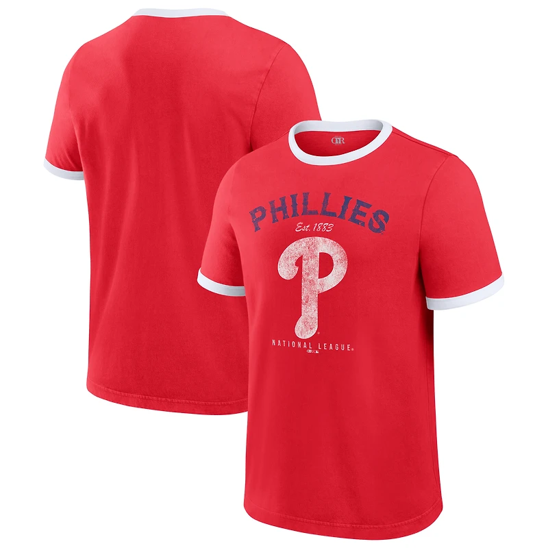 Collection Darius Rucker pour homme par Fanatics - T-shirt rouge Philadelphia Phillies à manches courtes délavées