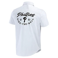 Collection Darius Rucker pour hommes par Fanatics Chemise boutonnée à manches courtes blanche rayures épingles des Phillies de Philadelphie