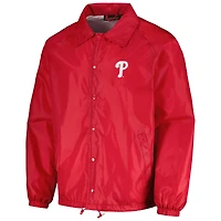Men's Dunbrooke  Red Philadelphia Phillies Coach's Raglan Full-Snap Windbreaker Jacket