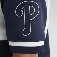 Men's Fanatics Athletic Navy Philadelphia Phillies Iconic Full-Snap Short Sleeve Satin Warm-Up