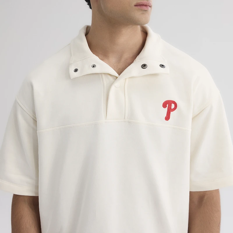 Men's Fanatics Bisque Philadelphia Phillies Iconic Short Sleeve Mock Neck Pullover