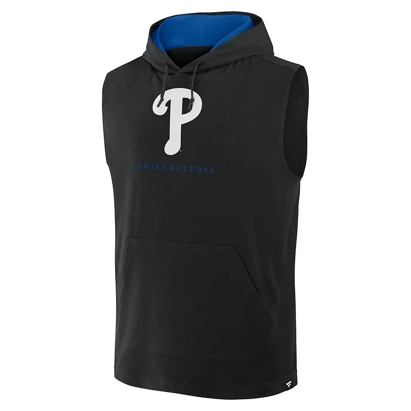 Sweat à capuche sans manches Fire Speed des Philadelphia Phillies pour homme, noir, Fanatics