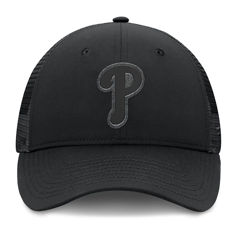 Casquette camionneur ajustable noire Fanatics pour homme, modèle Launch des Phillies de Philadelphie