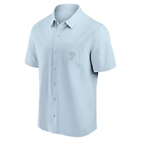 Chemise boutonnée à manches courtes Fanatics Blue Philadelphia Phillies Front Office pour hommes