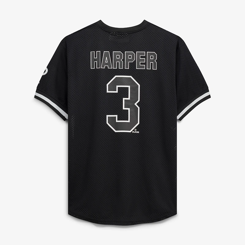 Men's Fanatics Bryce Harper Black/White Philadelphia Phillies Big & Tall Heavyweight Mesh Jersey