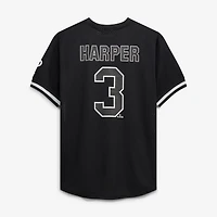Men's Fanatics Bryce Harper Black/White Philadelphia Phillies Big & Tall Heavyweight Mesh Jersey