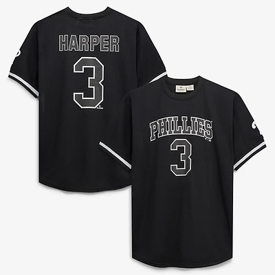 Men's Fanatics Bryce Harper Black/White Philadelphia Phillies Big & Tall Heavyweight Mesh Jersey