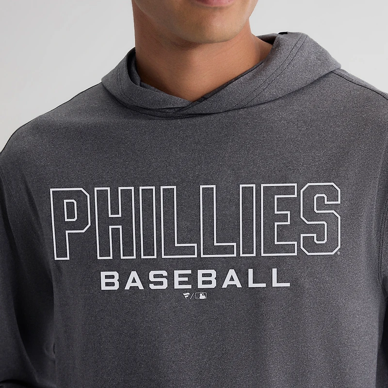 Men's Fanatics Charcoal Philadelphia Phillies Clutch Long Sleeve Hooded T-Shirt