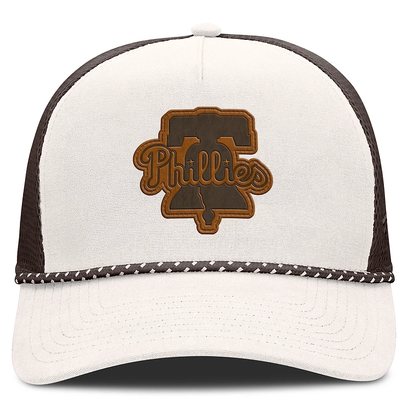 Men's Fanatics Cream/Brown Philadelphia Phillies Level Up Bronco Adjustable Trucker Hat