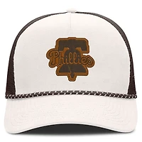Men's Fanatics Cream/Brown Philadelphia Phillies Level Up Bronco Adjustable Trucker Hat