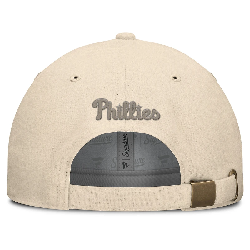 Men's Fanatics Cream Philadelphia Phillies Front Office Leather Patch Adjustable Hat